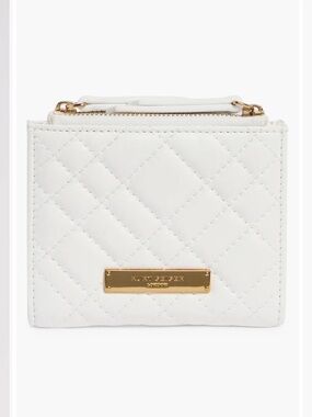Kurt Geiger Brixton Quilted White Mini Wallet with Gold Plaque
